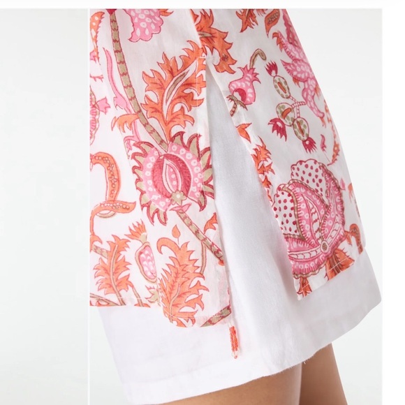 Roberta Roller Rabbit Amanda Kurta Orange and white bohemian NEW 100% cotton - Picture 3 of 15